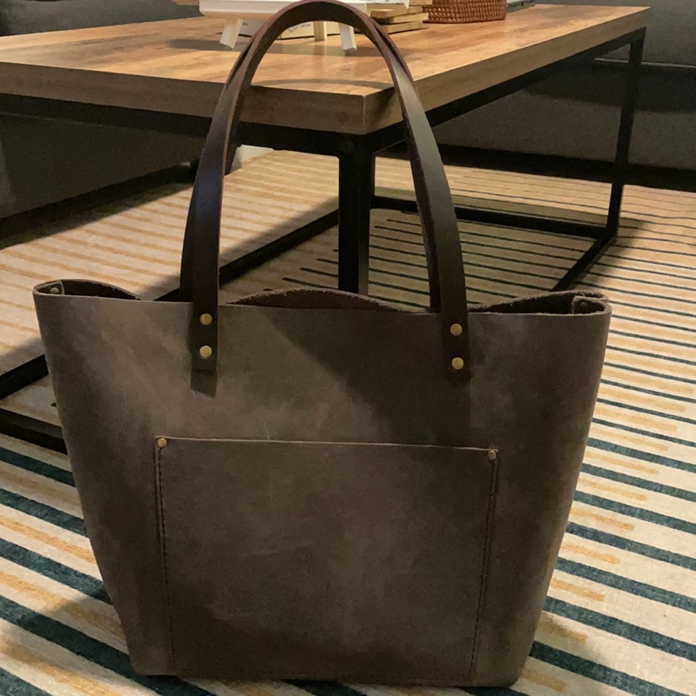 Portland Leather Tote Bag (Gray) Large